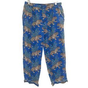 Printfresh Bagheera Leopard Print Pajama Pants M Sapphire High Rise Cropped 26"